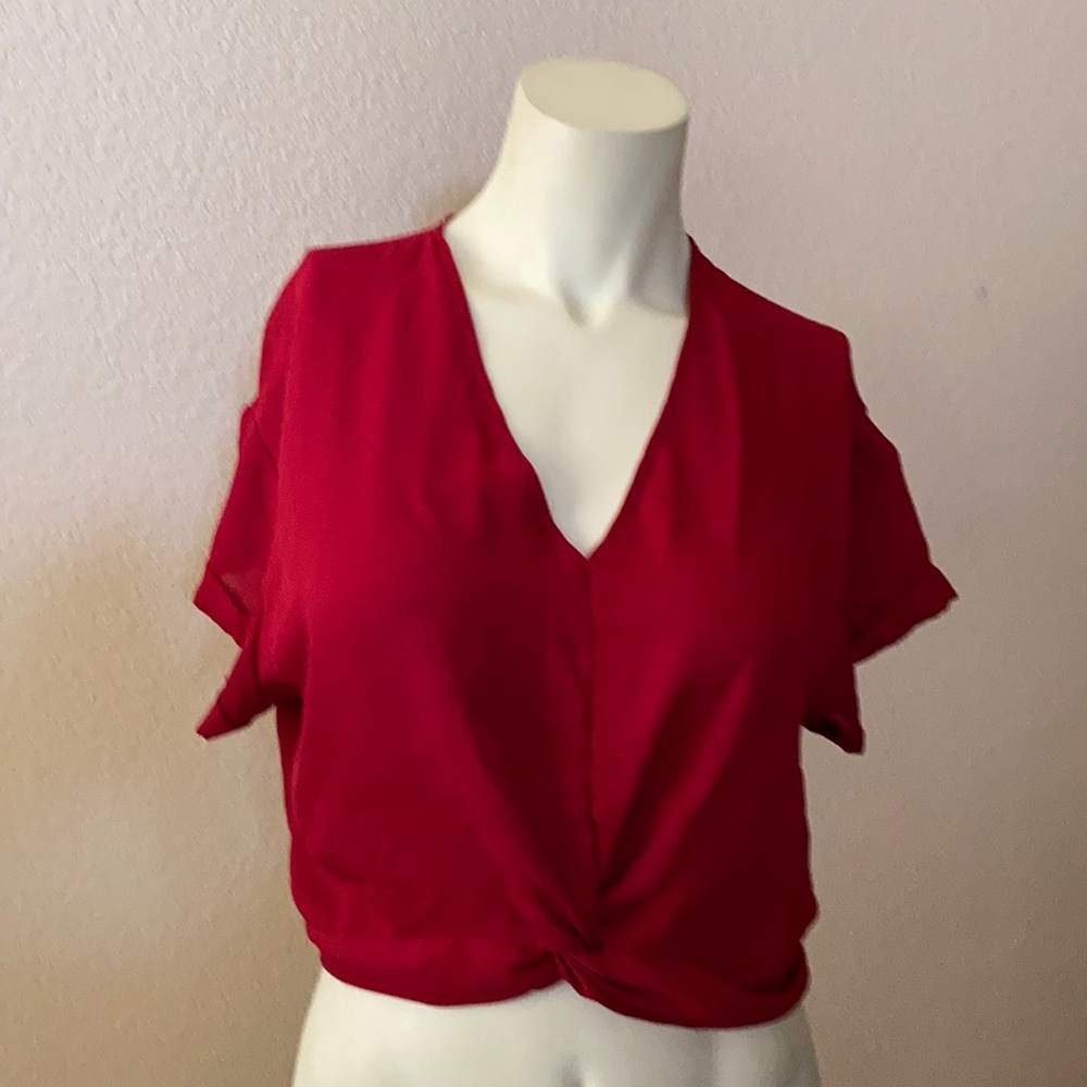 RED Casual Crop Top